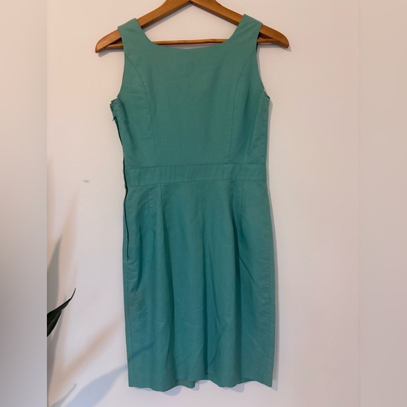 Vintage Laura Ashley Light Teal Dress Linen/Cotton Blend - Picture 7 of 7